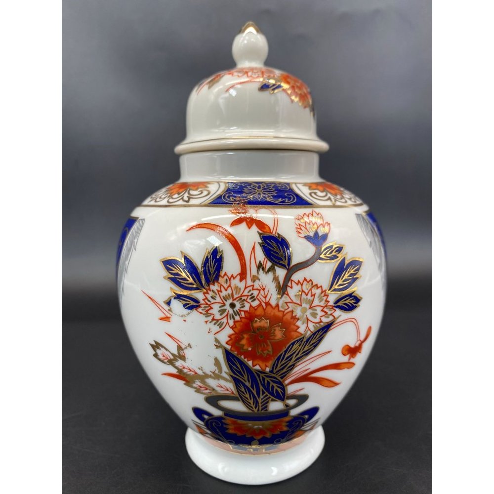 Vintage Ardco Asian Multicolor Floral Ginger Blue & Gold Jar Made in Japan 6 1/2 - Picture 3 of 10